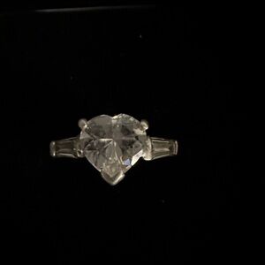 Valentine’s Day , Sterling silver Ring Crystal heart shaped stone